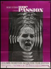 4j901 PASSION French 1p 1970 Ingmar Bergman's En Passion, close up of terrified Liv Ullmann!