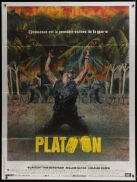 4j905 PLATOON French 1p 1986 Oliver Stone, Vietnam War, Willem Dafoe shot in iconic scene!