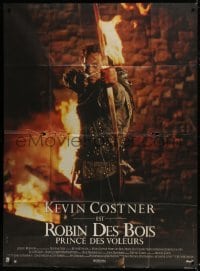 4j926 ROBIN HOOD PRINCE OF THIEVES French 1p 1991 cool image of Kevin Costner with flaming arrow!