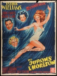 4j949 SKIRTS AHOY French 1p 1953 different art of sexy swimmer Esther Williams + top cast!