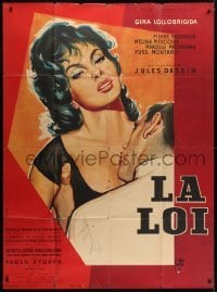 4j986 WHERE THE HOT WIND BLOWS French 1p 1959 Jules Dassin, Thos art of sexy Lollobrigida!