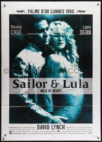 4j990 WILD AT HEART French 1p 1990 David Lynch, different c/u of Nicolas Cage & Laura Dern!