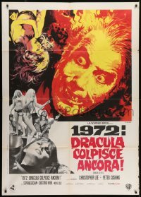 4j438 DRACULA A.D. 1972 Italian 1p 1972 Hammer, vampire Christopher Lee, Caroline Munro, Casaro art!