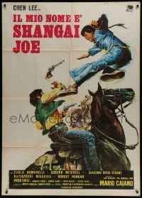 4j439 DRAGON STRIKES BACK Italian 1p 1972 Il mio nome e Shanghai Joe, cool kung fu western art!