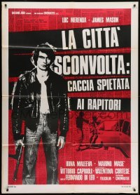 4j457 KIDNAP SYNDICATE Italian 1p 1975 full-length Luc Merenda in leather jacket with machine gun!