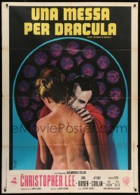 4j492 TASTE THE BLOOD OF DRACULA Italian 1p 1971 Nistri art of vampire Christopher Lee & naked girl!