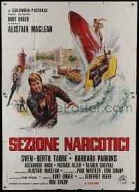 4j404 PUPPET ON A CHAIN Italian 2p 1972 Alistair MacLean novel, cool Jean Mascii boat chase art!