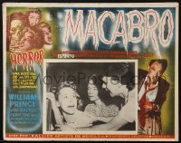 4j595 MACABRE Mexican LC 1958 William Castle, cool border art, terrified girls in inset!