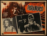 4j607 PARANOIAC Mexican LC 1963 Hammer horror, close up of creepy guy holding a knife!