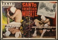 4j619 SANTO FRENTE A LA MUERTE 16x23 Mexican LC 1969 great images of Mexican masked wrestler!