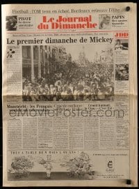 4j661 DISNEYLAND PARIS 16x22 French newspaper 1992 Eurodisney theme park opens to the public!