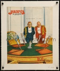 4j136 JUEVES DE EXCELSIOR linen Mexican magazine cover 1960s Freyre art of world leaders & dove!
