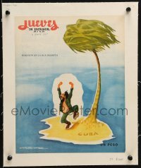 4j134 JUEVES DE EXCELSIOR linen Mexican magazine cover 1960s Freyre art of Fidel Castro on island!