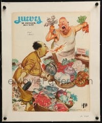 4j141 JUEVES DE EXCELSIOR linen Mexican magazine cover 1964 Freyre art of Mao & Khrushchev!