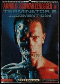4j025 TERMINATOR 2 English calendar 1991 great full-page images of cyborg Arnold Schwarzenegger!