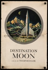 4j151 DESTINATION MOON pressbook 1950 Robert A. Heinlein, cool image of rocket on moon's surface!