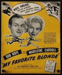4j164 MY FAVORITE BLONDE pressbook 1942 wacky images of Bob Hope & sexy Madeleine Carroll!