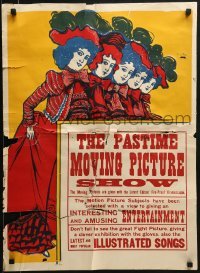 4j082 PASTIME MOVING PICTURE SHOW 21x28 special poster 1900s Latest Edison Fire-Proof Kinetoscope!