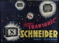 4j937 SCHNEIDER RADIO TELEVISION 46x63 French advertising poster 1958 cool Muckens-Tourot art!