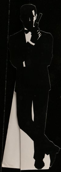4j049 JAMES BOND group of 2 standees 2000s cool silhouette art of the gentleman spy in tuxedo w/gun!