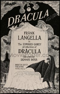 4j195 DRACULA stage play WC 1977 cool vampire horror art by producer Edward Gorey!