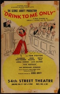 4j196 DRINK TO ME ONLY stage play WC 1958 a new comedy by Abram S. Ginnes & Ira Wallach, Tobey art!