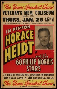 4j284 HORACE HEIDT WC 1945 with his 60 Philip Morris stars, 20 great acts & 20 beautiful girls!