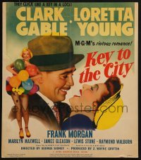 4j294 KEY TO THE CITY WC 1950 Clark Gable, Loretta Young, sexy Marilyn Maxwell covered by balloons!