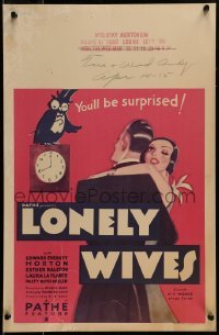 4j304 LONELY WIVES WC 1931 art of Edward Everett Horton, who seduces his lookalike's wife!