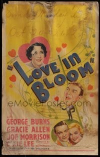 4j306 LOVE IN BLOOM WC 1935 George Burns & Gracie Allen musical comedy, great artwork, rare!