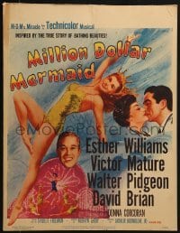 4j313 MILLION DOLLAR MERMAID WC 1952 art of sexy swimmer Esther Williams in swimsuit & crown!