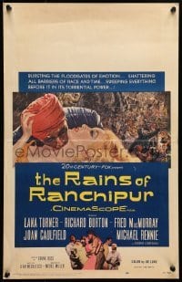 4j329 RAINS OF RANCHIPUR WC 1955 Lana Turner, Richard Burton, rains couldn't wash their sin away!