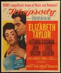 4j330 RHAPSODY WC 1954 Elizabeth Taylor, Vittorio Gassman, magnificent drama of music & romance!