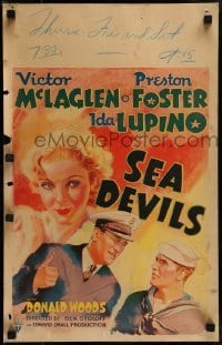 4j337 SEA DEVILS WC 1937 artwork of Ida Lupino, sailors Victor McLaglen & Preston Foster!
