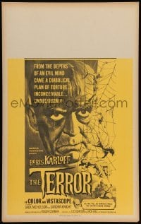 4j353 TERROR Benton WC 1963 art of Boris Karloff & girls in web by Reynold Brown, Roger Corman