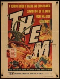 4j354 THEM WC 1954 classic sci-fi, art of horror horde of giant bugs terrorizing people!