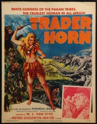 4j361 TRADER HORN WC R1953 W.S. Van Dyke, cool art of big game hunters & elephants!