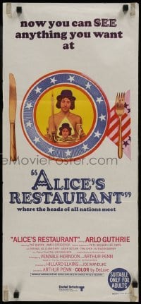 4k664 ALICE'S RESTAURANT Aust daybill 1970 Arlo Guthrie, musical comedy directed by Arthur Penn!