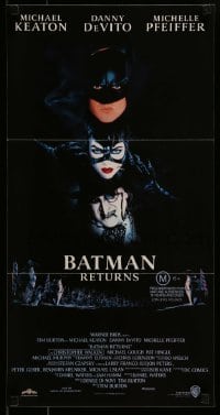 4k682 BATMAN RETURNS Aust daybill 1992 Keaton, Danny DeVito, Pfeiffer, Tim Burton!