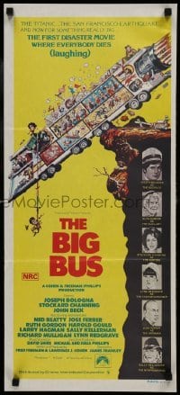 4k693 BIG BUS Aust daybill 1976 Jack Davis art, first disaster movie where everyone dies laughing!