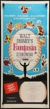 4k752 FANTASIA Aust daybill R1970s Sorcerer's Apprentice Mickey Mouse, Disney cartoon classic!