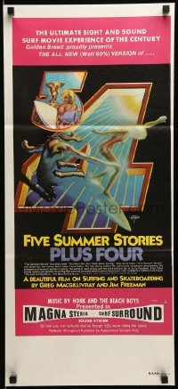 4k763 FIVE SUMMER STORIES PLUS FOUR Aust daybill 1976 really cool surfing artwork by Rick Griffin!