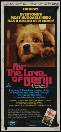 4k767 FOR THE LOVE OF BENJI Aust daybill 1977 Joe Camp directed, close-up of loveable dog!