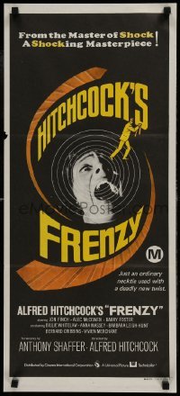 4k775 FRENZY Aust daybill 1972 written by Anthony Shaffer, Alfred Hitchcock's shocking masterpiece!