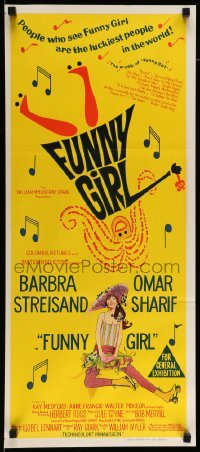 4k777 FUNNY GIRL Aust daybill 1969 hand litho of Barbra Streisand, directed by William Wyler!