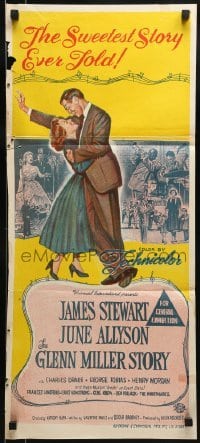 4k783 GLENN MILLER STORY Aust daybill R1960s James Stewart in the title role, June Allyson, Armstrong!