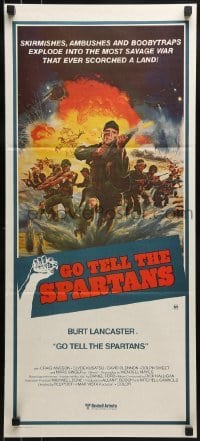 4k785 GO TELL THE SPARTANS Aust daybill 1978 cool Kunstler art of Burt Lancaster in Vietnam War!
