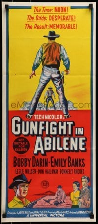 4k791 GUNFIGHT IN ABILENE Aust daybill 1967 art of cowboy Bobby Darin in a showdown!