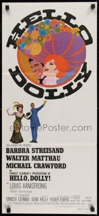 4k799 HELLO DOLLY Aust daybill 1970 art of Barbra Streisand & Walter Matthau by Richard Amsel!