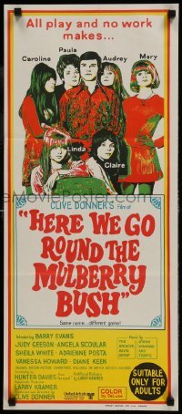 4k802 HERE WE GO ROUND THE MULBERRY BUSH Aust daybill 1968 Judy Geeson, Barry Evans, Angela Scoular!